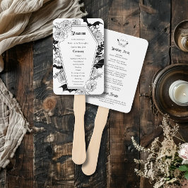 Leque Programa de Casamento de Coffin Floral Elegante