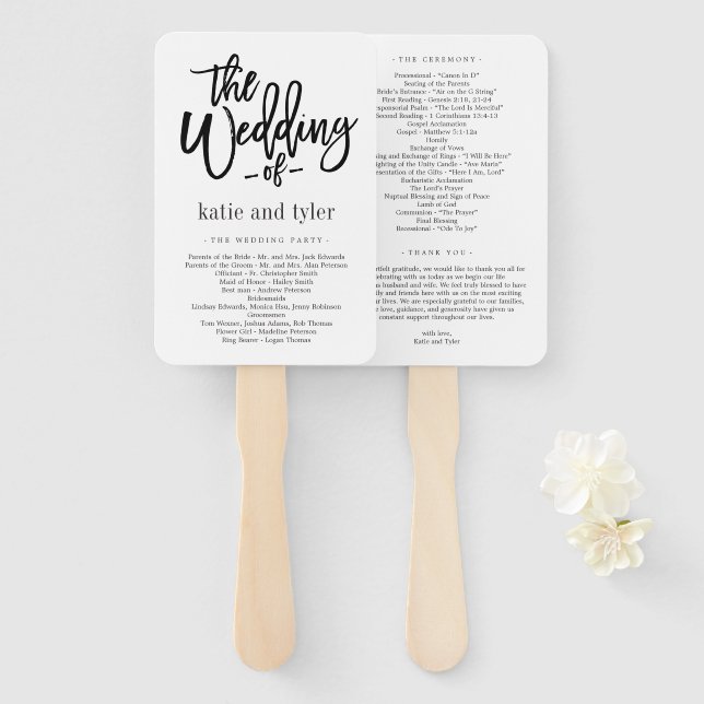 Leque Programa de Casamento de Colores EDITÁVEIS para Ca (Frente e Verso)