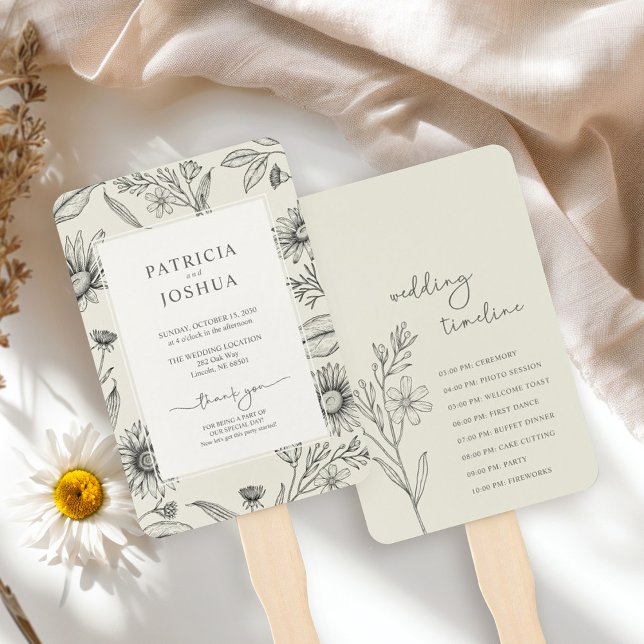 Leque Programa de Casamento de Daisy Wildflower (Criador carregado)