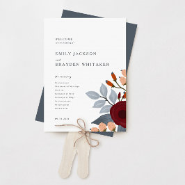 Leque Programa de Casamento de Dusty Blue Wildflower