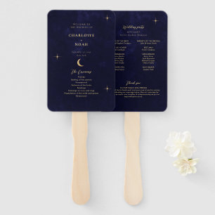 Leque Programa de Casamento de Estrelas Azuis Douradas d