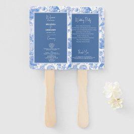 Leque Programa de Casamento de Florais Botânicos Blue Wa