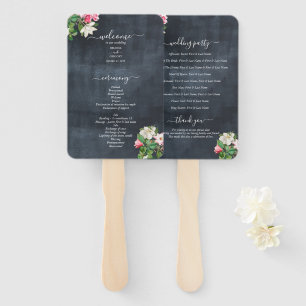 Leque Programa de Casamento de Flores de Aquarela Magnol