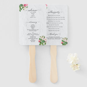 Leque Programa de Casamento de Flores de Aquarela Magnol