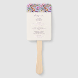 Leque Programa de Casamento de Flores de Bordados Roxos