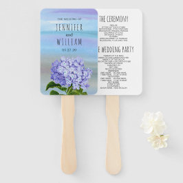 Leque Programa de casamento de flores de hydrangea azul,