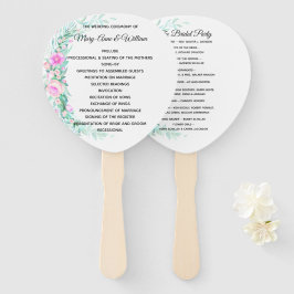 Leque Programa de Casamento de Flores de Pastel Delicado