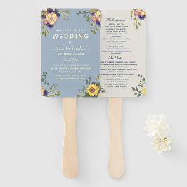 Leque Programa de Casamento de Flores em Aquarela Elegan