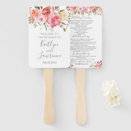 Leque Programa de Casamento de Flores Florais Românticas