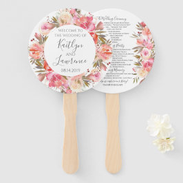 Leque Programa de Casamento de Flores Florais Românticas