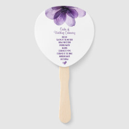 Leque Programa de Casamento de Flores Roxas Gordas