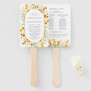 Leque Programa de Casamento de Flores Selvagens de Aquar