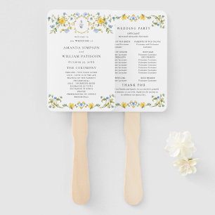 Leque Programa de Casamento de Flores Selvagens de Aquar