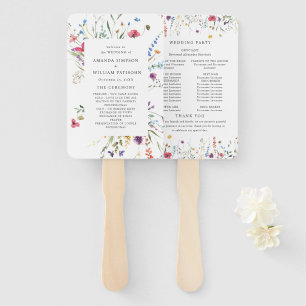 Leque Programa de Casamento de Flores Selvagens de Aquar