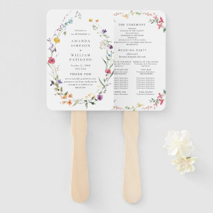 Leque Programa de Casamento de Flores Selvagens de Aquar