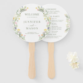 Leque Programa de Casamento de Flores Selvagens Rústicas