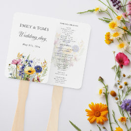 Leque Programa de Casamento de Flores Silvestres Aquarel