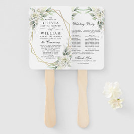 Leque Programa de Casamento de Folhagem Azul Elegante