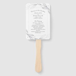 Leque Programa de Casamento de Folhas Botânicas de Prata