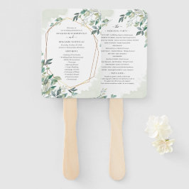 Leque Programa de Casamento de Folhas de Eucalipto Botân