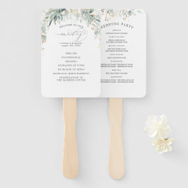 Leque Programa de Casamento de Folhas Douradas e Greener