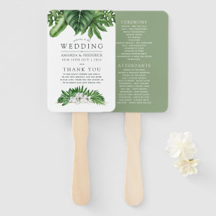 Leque Programa de Casamento de Foliagens de Verde Tropic