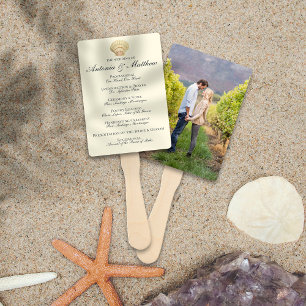 Leque Programa de Casamento de Fotografias de Seashell N