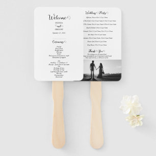 Leque Programa de Casamento de Fotos de Script Branco e 