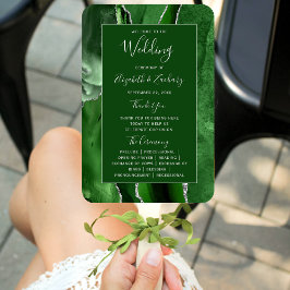 Leque Programa de Casamento de Glitter Silver Agate Verd