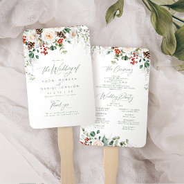 Leque Programa de Casamento de Inverno com Flores Festiv