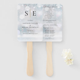 Leque Programa de Casamento de Inverno com Monograma Ele