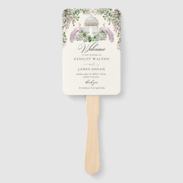 Leque Programa de Casamento de Jardim com Rosa Elegante
