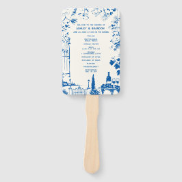 Leque Programa de Casamento de Jardim Europeu Azul Franc