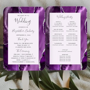 Leque Programa de Casamento de Lavandas de Prata Roxa