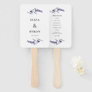 Leque Programa de Casamento de Lavandas Floral Elegante