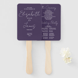 Leque Programa de Casamento de Letra Minimalista Roxa