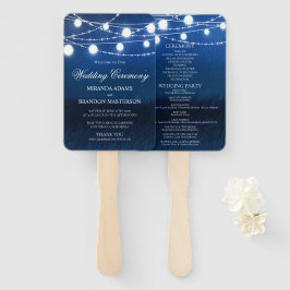 Leque Programa de Casamento de Luzes Azuis e Prateadas