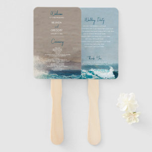 Leque Programa de Casamento de Ondas Aquarelas do Oceano