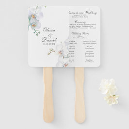 Leque Programa de Casamento de Orquídeas Brancas Elegant