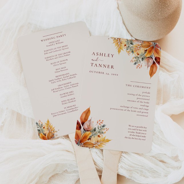 Leque Programa de Casamento de outono Elegante (Criador carregado)