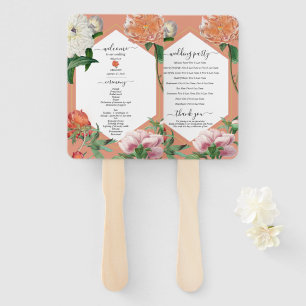 Leque Programa de Casamento de Pêonias Rosa Pêssegos