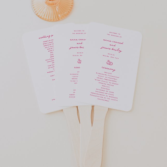 Leque Programa de Casamento de Portas Rosa Whimsical (Criador carregado)