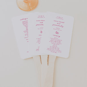 Leque Programa de Casamento de Portas Rosa Whimsical