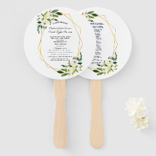 Leque Programa de Casamento de Quadros Dourados Florais
