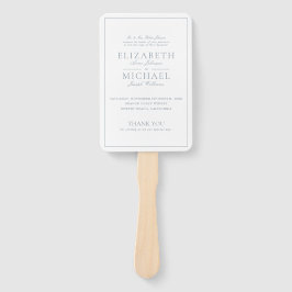 Leque Programa de Casamento de Script Clássico Azul Eleg