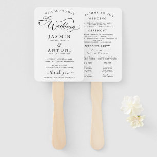 Leque Programa de Casamento de Script Clássico e Linha d