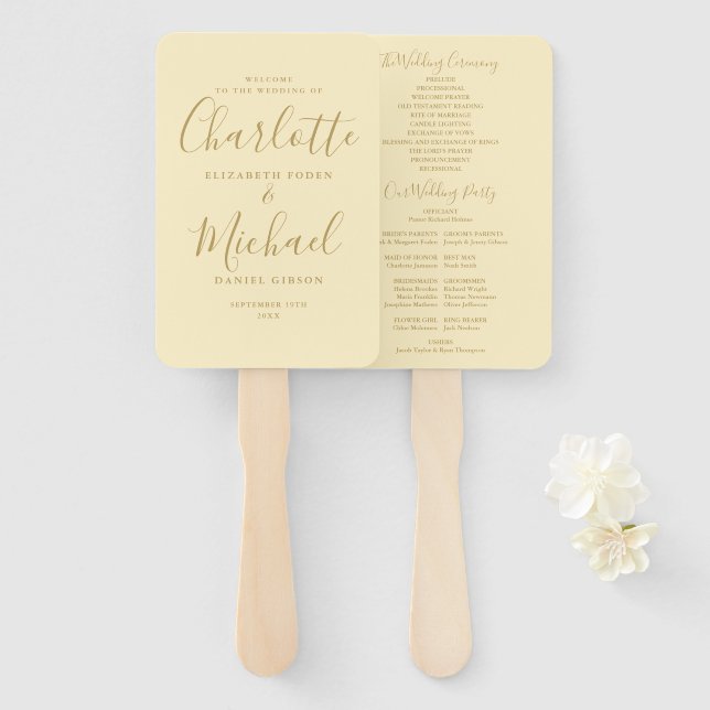 Leque Programa de Casamento de Script de Assinatura Amar (Frente e Verso)