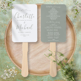 Leque Programa de Casamento de Script de Assinatura Verd