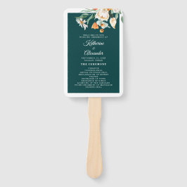 Leque Programa de Casamento de Script Elegante Floral de