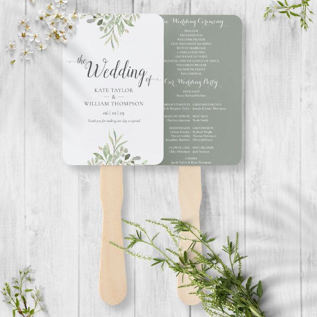 Leque Programa de Casamento de Script Greenery de Waterc (Criador carregado)